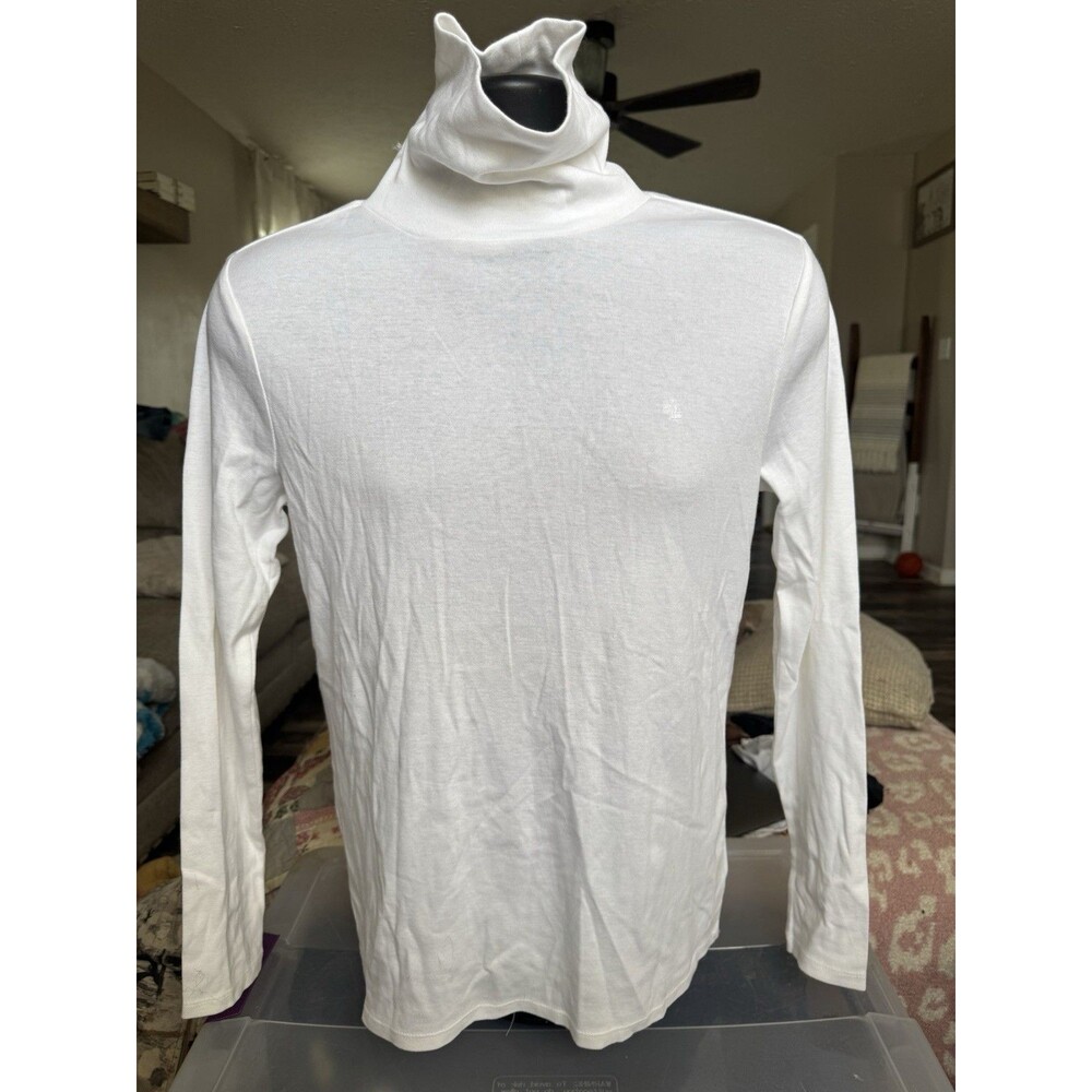 Womens White Ralph Lauren Logo Cotton Turtle Neck NWT SZ M